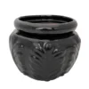 Leaf Self Watering Glazed Ceramic Pot - Black - 6.25 X 4.75"
