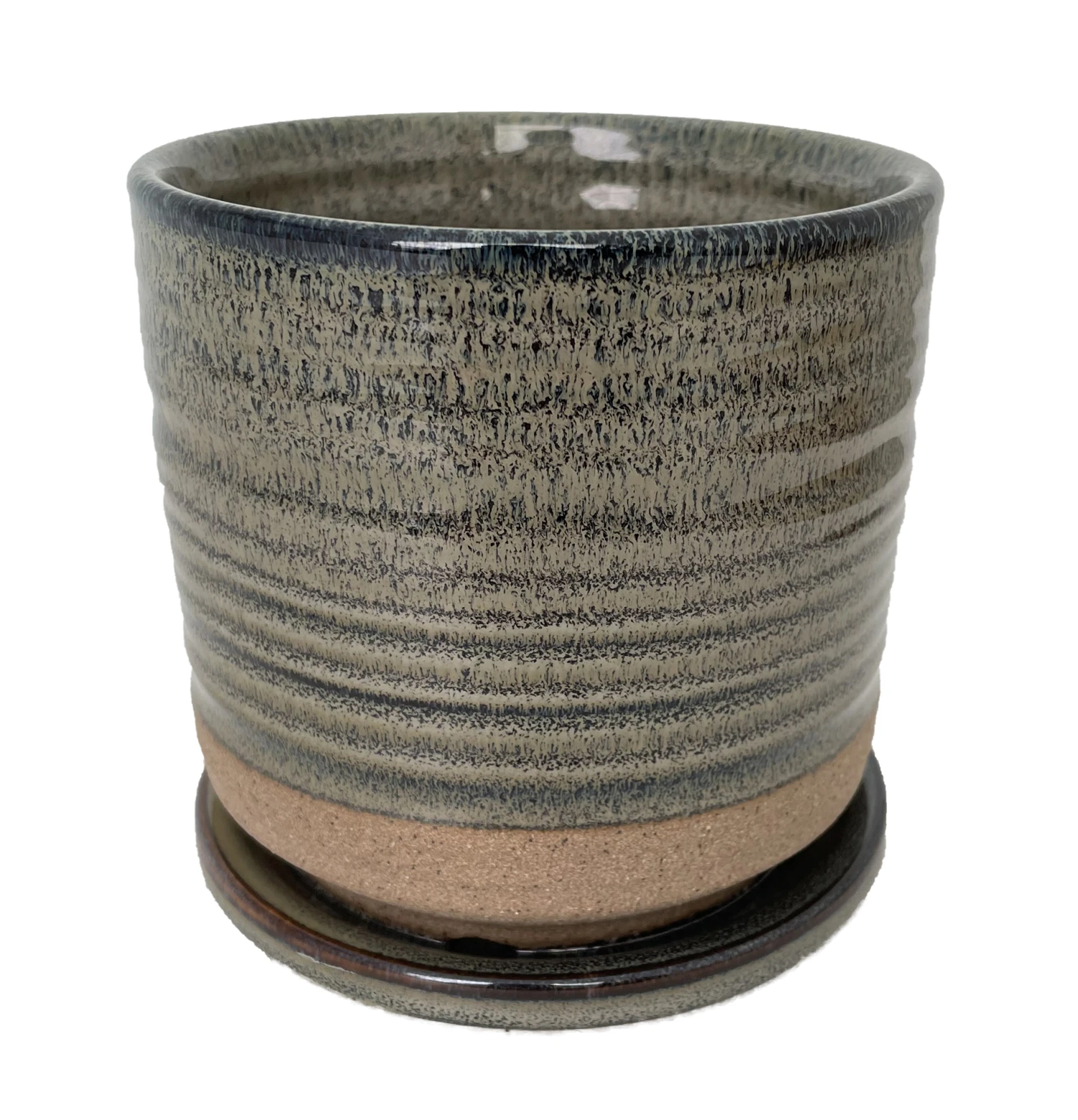 Ellora Ceramic Planter With Attached Saucer - Slate - 6.75" X 6.5" 1 Ellora Ceramic Planter With Attached Saucer - Slate - 6.75" X 6.5"