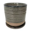 Ellora Ceramic Planter With Attached Saucer - Slate - 4.5" X 4.25"