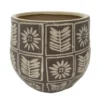 Sunflower Ceramic Pot - Indoors Or Out - 7" X 6.25" - Grey