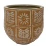 Sunflower Ceramic Pot - Indoors Or Out - 7" X 6.25" - Orange