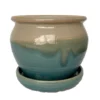 Archdale Ceramic Planter With Attached Saucer - Moss - 6" X 5"