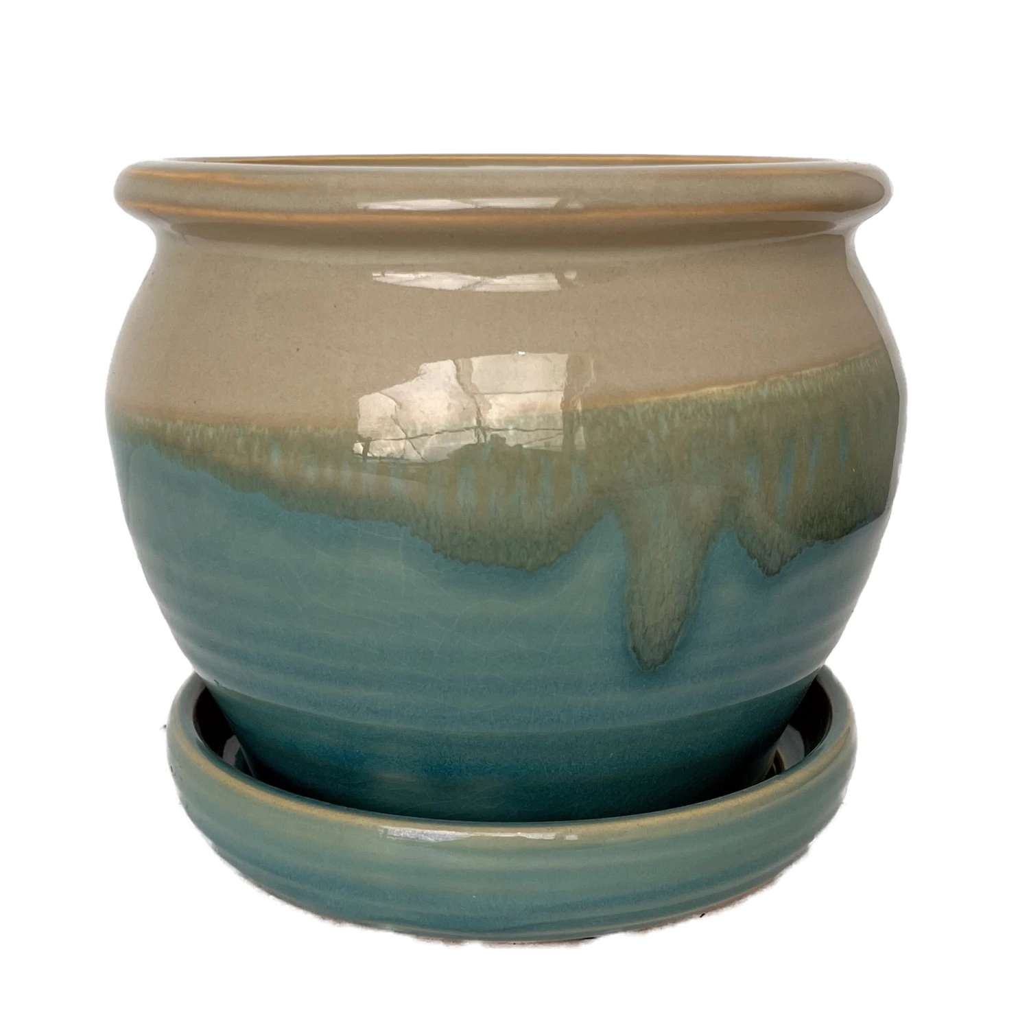 Archdale Ceramic Planter With Attached Saucer - Moss - 6" X 5" 1 Archdale Ceramic Planter With Attached Saucer - Moss - 6" X 5"