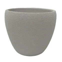 White Lizard Textured Round Ceramic Pot - 6" X 5.25"