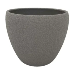 Grey Lizard Textured Round Ceramic Pot - 6" X 5.25"