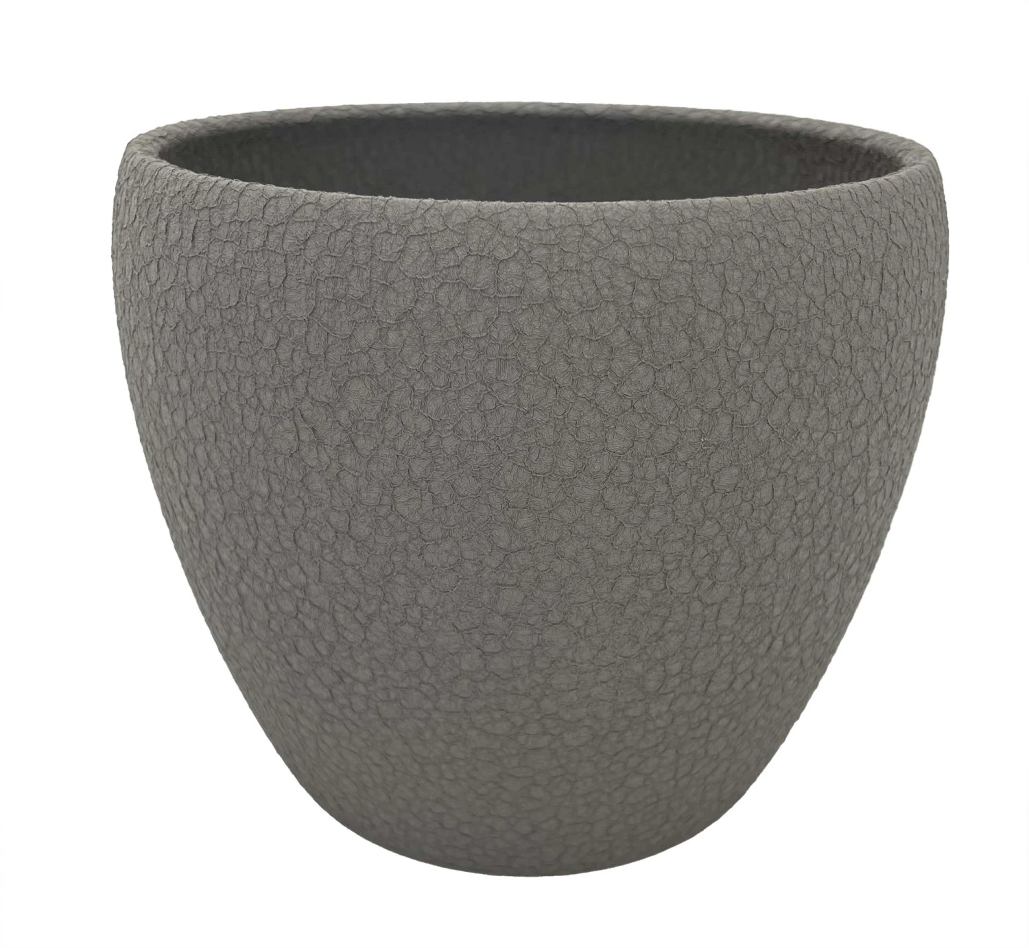 Grey Lizard Textured Round Ceramic Pot - 6" X 5.25" 1 Grey Lizard Textured Round Ceramic Pot - 6" X 5.25"