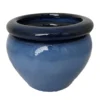 Round Self Watering Glazed Ceramic Pot - Light Blue - 6 1/4 X 4 3/4"