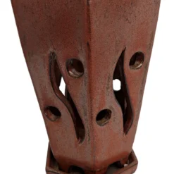 High Style Ceramic Orchid Pot/Saucer - 6 1/8" X 8" - Copper