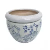 Blue And White Floral Self Watering Glazed Ceramic Pot - 6 1/2" X 4 1/4"