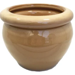 Round Self Watering Glazed Ceramic Pot - Mocha - 6 1/4 X 4 3/4"