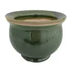Self Watering Glazed Ceramic Pot Plus Felt Feet - Green - 6 1/2" X 5"