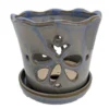 Butterfly Ceramic Orchid Pot/Saucer 5" X 5" - Blue - #50248