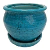 Speckle Planter With Attached Saucer - Turquoise - 6" X 5 1/2"