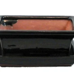 Ceramic Bonsai Pot/Saucer - Dark Brown - 6 1/8" X 4 1/2" X 2" + Felt Feet