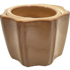 Octagon Self Watering Glazed Ceramic Pot - Mocha - 5 1/4 X 4 1/4"