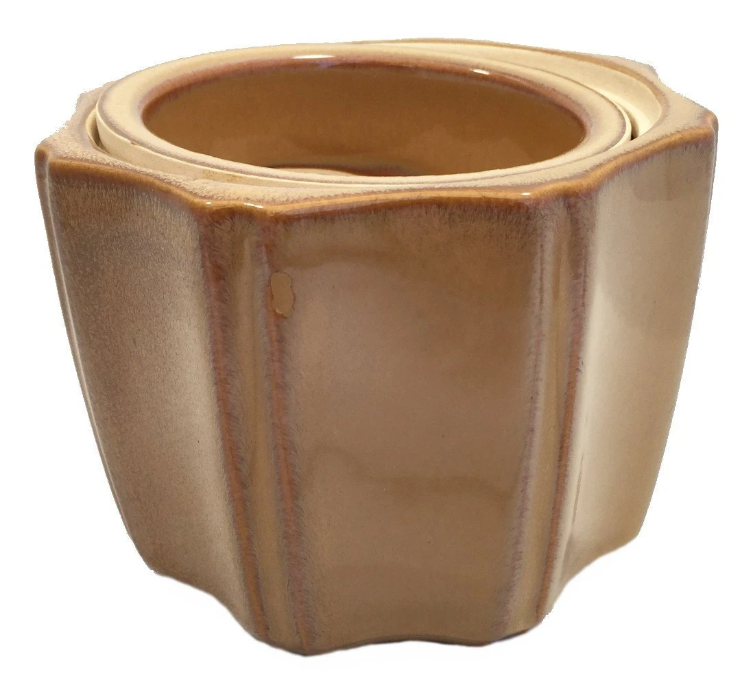 Octagon Self Watering Glazed Ceramic Pot - Mocha - 5 1/4 X 4 1/4" 1 Octagon Self Watering Glazed Ceramic Pot - Mocha - 5 1/4 X 4 1/4"