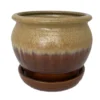 Archdale Ceramic Planter With Attached Saucer - Desert Sun - 6" X 5"