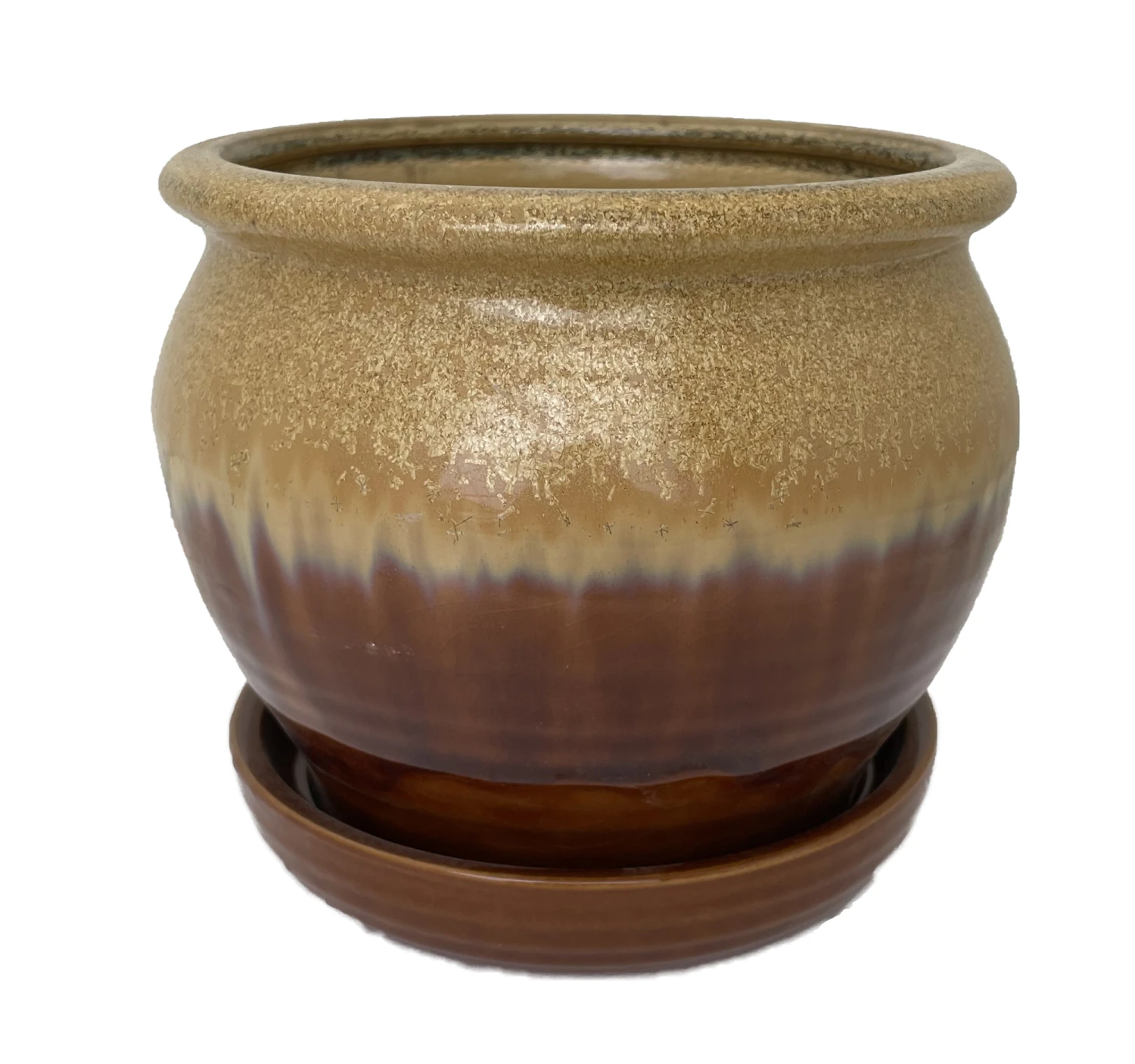 Archdale Ceramic Planter With Attached Saucer - Desert Sun - 6" X 5" 1 Archdale Ceramic Planter With Attached Saucer - Desert Sun - 6" X 5"