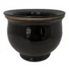 SALE - Self Watering Glazed Ceramic Pot Plus Felt Feet - Black - 6 1/2" X 5"