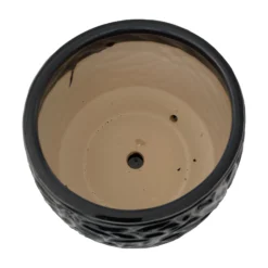 Botanical Delica Ceramic Pot With Attached Saucer - 6" X 6.25" - Dark Denim -Outlet Buds Grow Store botanicaldenimtop 79514.1665090705