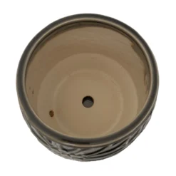 Botanical Delica Ceramic Pot With Attached Saucer - 6" X 6.25" - Grey -Outlet Buds Grow Store botanicalgreytop 10437.1665076177