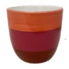 Bright Stripes Ceramic Cup Pot - Orange/Pink/Red - 5.5 X 5.5"