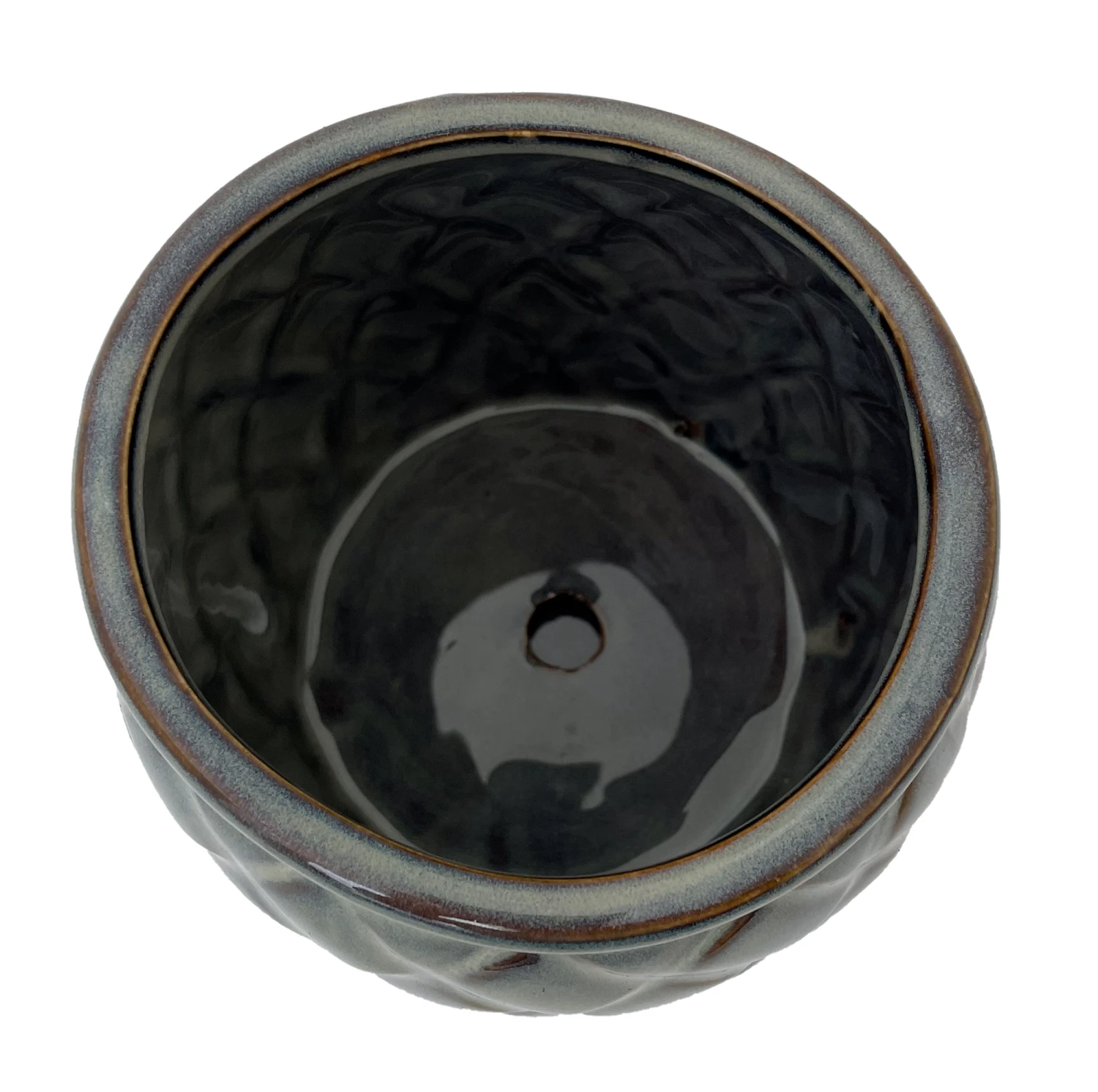 Camilia Ceramic Pot With Attached Saucer - 6" X 5" - Cappuccino 2 Camilia Ceramic Pot With Attached Saucer - 6" X 5" - Cappuccino - Image 2