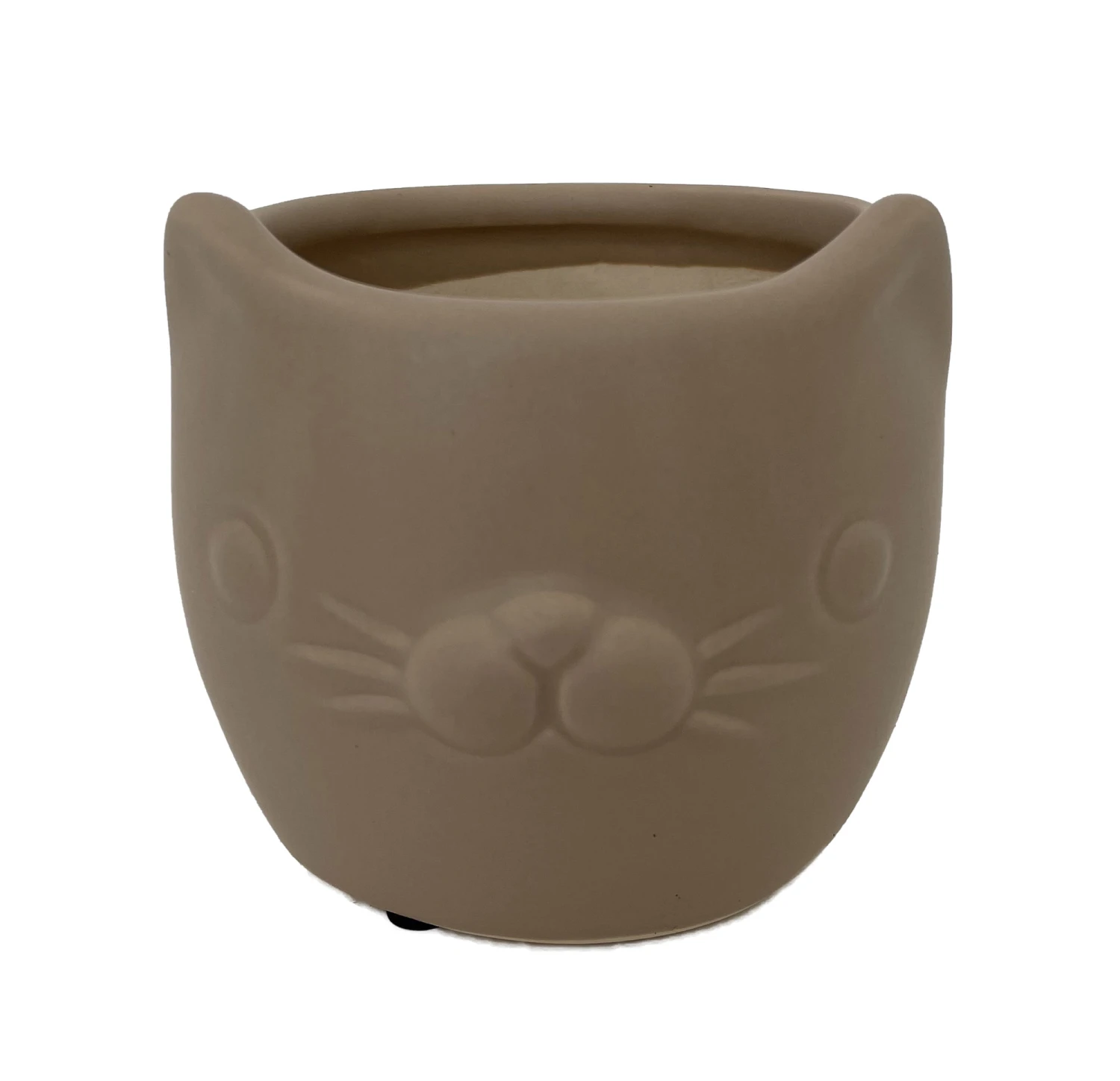 Tan Cat Ceramic Animal Pot - 6" X 4" - NEW 1 Tan Cat Ceramic Animal Pot - 6" X 4" - NEW