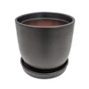 Chatham Egg Pot With Attached Saucer - Matte Black - 5.5" X 5"