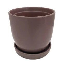 Chatham Egg Pot With Attached Saucer - Matte Lavender - 5.5" X 5"