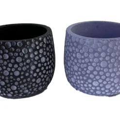 Double Bubbles Caprise Cement Planters - 4.25" X 4" - Two Pack- 1 Black And 1 Blue