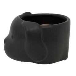 Black Puppy Ceramic Animal Pot - 6" X 4" - NEW -Outlet Buds Grow Store dogsidepot 98198.1645122697