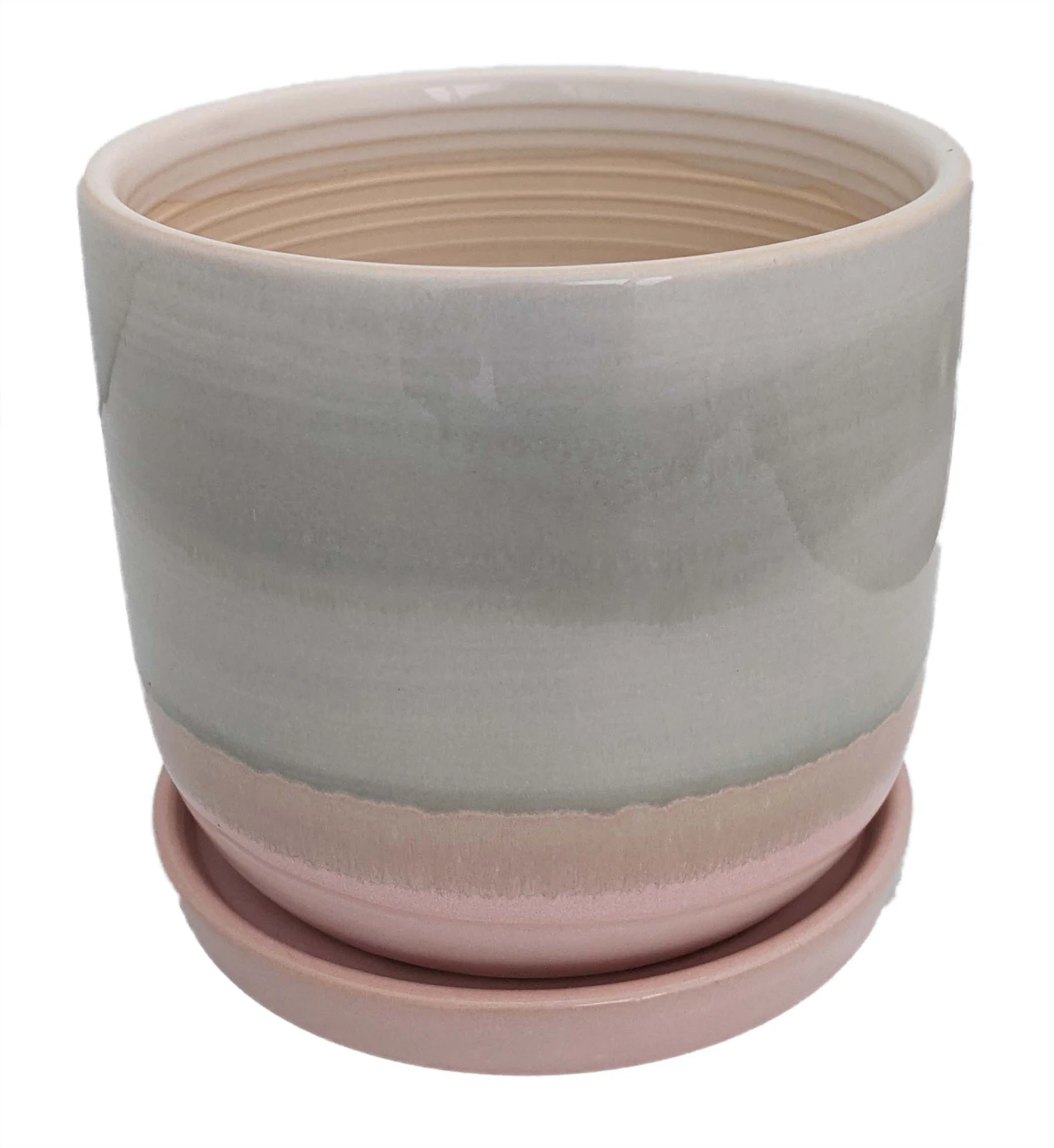 Horizon Dawn Ceramic Pot With Attached Saucer - 5.5" X 4.75" 1 Horizon Dawn Ceramic Pot With Attached Saucer - 5.5" X 4.75"