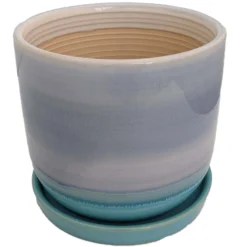 Horizon Dusk Ceramic Pot With Attached Saucer - 5.5" X 4.75"