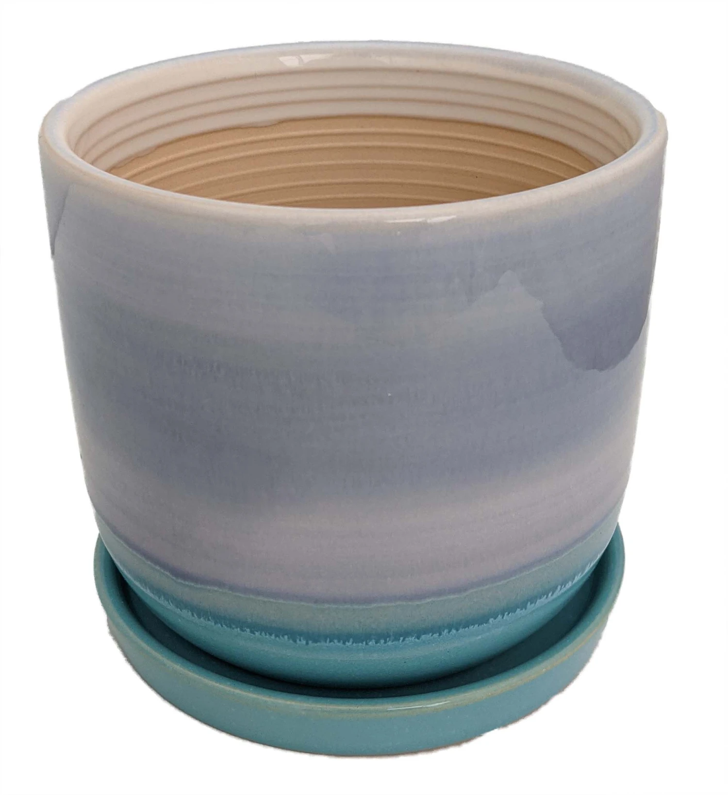 Horizon Dusk Ceramic Pot With Attached Saucer - 5.5" X 4.75" 1 Horizon Dusk Ceramic Pot With Attached Saucer - 5.5" X 4.75"