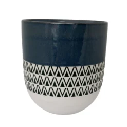 Inca Ceramic Planter - 5.25" X 6" - Space Blue