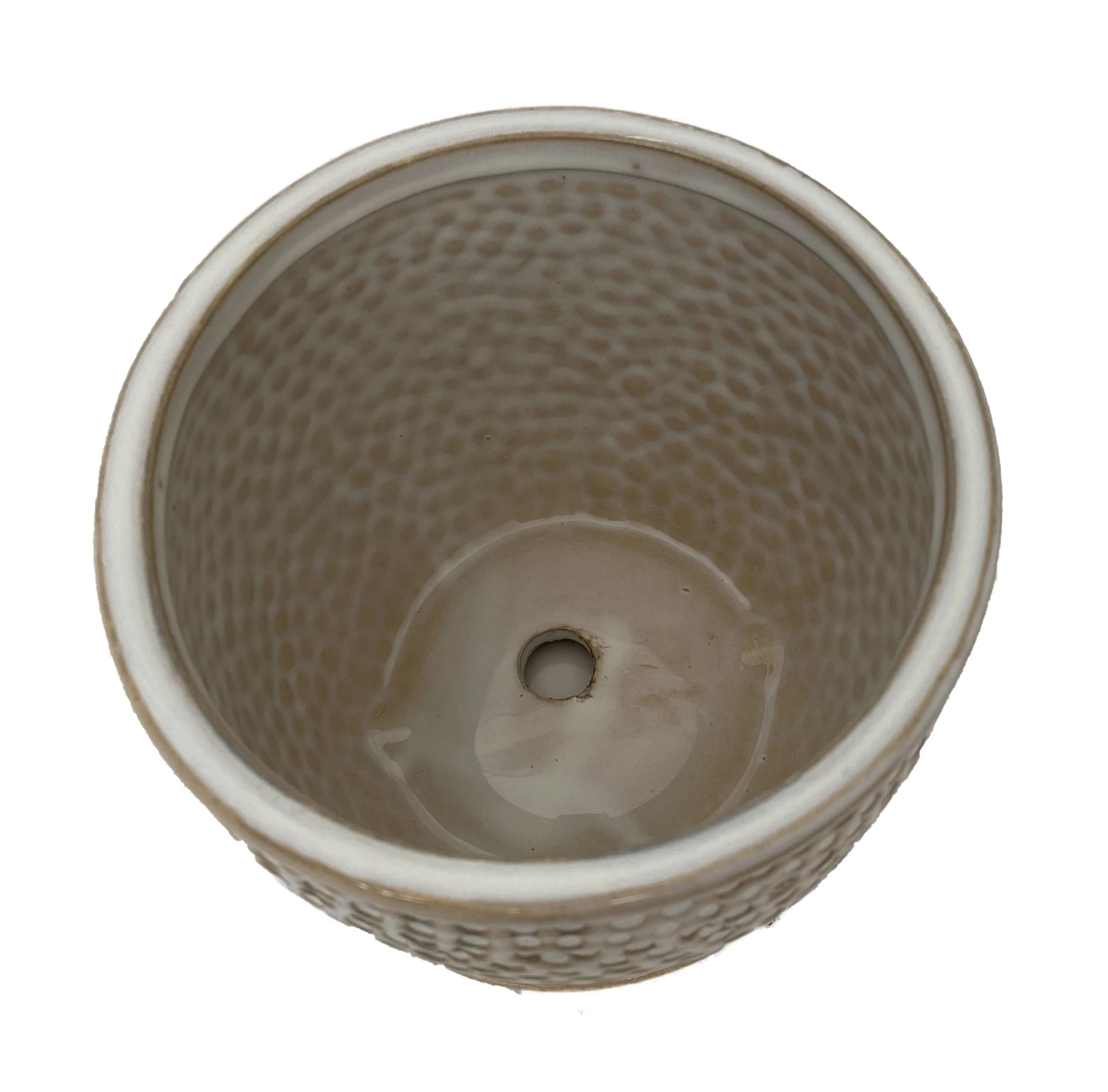 Pebble Beige Ceramic Pot With Attached Saucer - 5.5" X 4.75" 2 Pebble Beige Ceramic Pot With Attached Saucer - 5.5" X 4.75" - Image 2