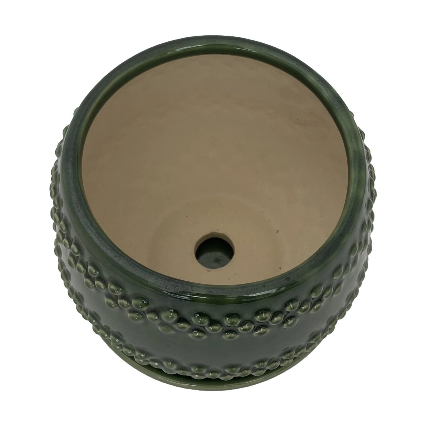 Seneca Ceramic Pot With Attached Saucer - 5" X 4.25" - Emerald 2 Seneca Ceramic Pot With Attached Saucer - 5" X 4.25" - Emerald - Image 2